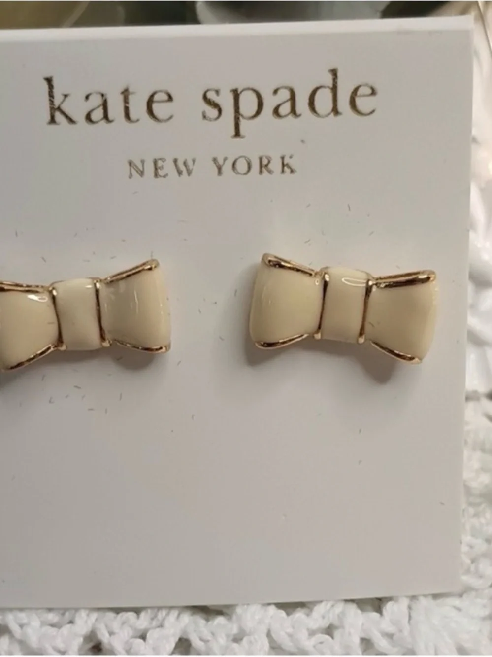 Kate Spade New York Cream Bow Stud Earrings
